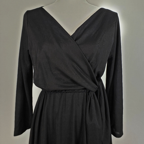 NEW- Massimo Dutti Black Midi Dress - Picture 3 of 4